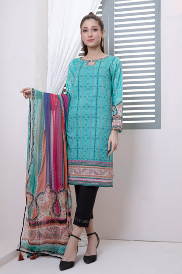 Bonanza Satrangi Teal Lawn Suit Ask222p04 Eid Pret 2022 Online Shopping